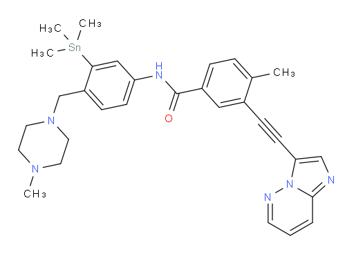 3-(imidazo[1,2-b]pyridazin-3-ylethynyl)-4-methyl-N-(4-((4-methylpiperazin-1-yl)methyl)-3-(trimethylstannyl)phenyl)benzamide