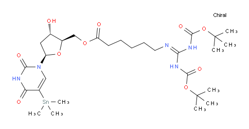 ((2R,3S,5R)-5-(2,4-dioxo-5-(trimethylstannyl)-3,4-dihydropyrimidin-1(2H)-yl)-3-hydroxytetrahydrofuran-2-yl)methyl 6-((2,2,10,10-tetramethyl-4,8-dioxo-3,9-dioxa-5,7-diazaundecan-6-ylidene)amino)hexanoate