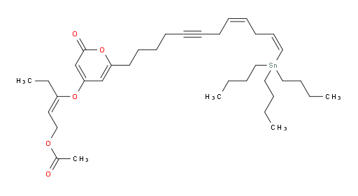 (Z)-3-((2-oxo-6-((8Z,11Z)-12-(tributylstannyl)dodeca-8,11-dien-5-yn-1-yl)-2H-pyran-4-yl)oxy)pent-2-en-1-yl acetate
