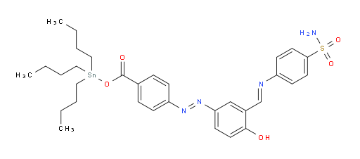tributylstannyl 4-((E)-(4-hydroxy-3-((E)-((4-sulfamoylphenyl)imino)methyl)phenyl)diazenyl)benzoate
