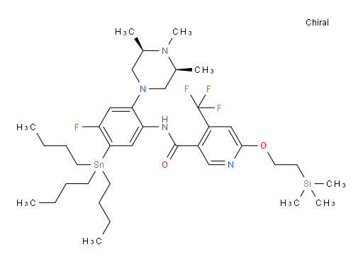 N-(4-fluoro-5-(tributylstannyl)-2-((3R,5S)-3,4,5-trimethylpiperazin-1-yl)phenyl)-4-(trifluoromethyl)-6-(2-(trimethylsilyl)ethoxy)nicotinamide