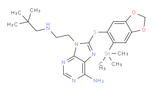 9-(2-(neopentylamino)ethyl)-8-((6-(trimethylstannyl)benzo[d][1,3]dioxol-5-yl)thio)-9H-purin-6-amine