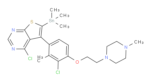 4-chloro-5-(3-chloro-2-methyl-4-(2-(4-methylpiperazin-1-yl)ethoxy)phenyl)-6-(trimethylstannyl)thieno[2,3-d]pyrimidine