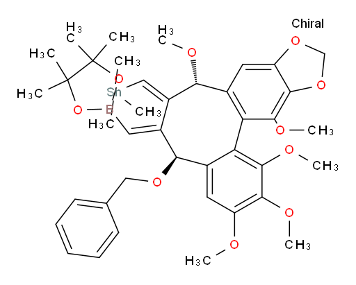((E)-((5S,8R,E)-5-(benzyloxy)-1,2,3,8,13-pentamethoxy-6-((4,4,5,5-tetramethyl-1,3,2-dioxaborolan-2-yl)methylene)-5,6-dihydrobenzo[3',4']cycloocta[1',2':4,5]benzo[1,2-d][1,3]dioxol-7(8H)-ylidene)methyl)trimethylstannane
