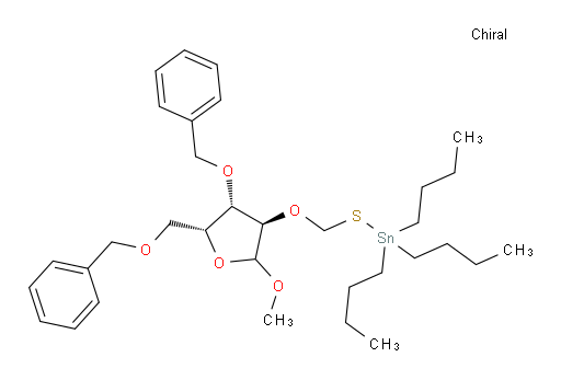 (((((3R,4S,5R)-4-(benzyloxy)-5-((benzyloxy)methyl)-2-methoxytetrahydrofuran-3-yl)oxy)methyl)thio)tributylstannane