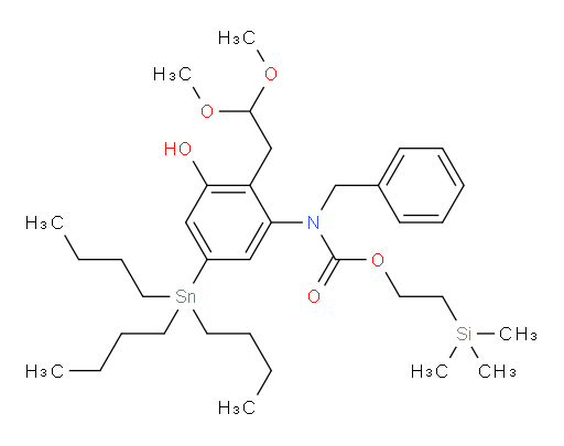 2-(trimethylsilyl)ethyl benzyl(2-(2,2-dimethoxyethyl)-3-hydroxy-5-(tributylstannyl)phenyl)carbamate