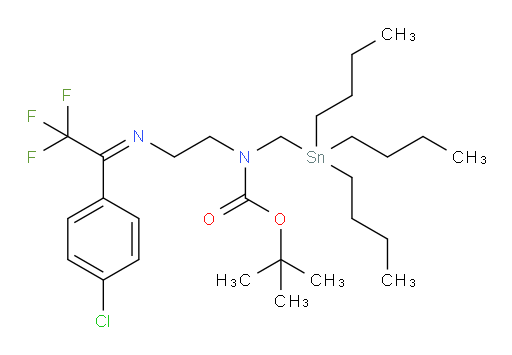 (E)-tert-butyl (2-((1-(4-chlorophenyl)-2,2,2-trifluoroethylidene)amino)ethyl)((tributylstannyl)methyl)carbamate