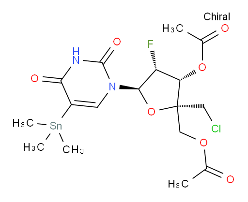 ((2R,3R,4R,5R)-3-acetoxy-2-(chloromethyl)-5-(2,4-dioxo-5-(trimethylstannyl)-3,4-dihydropyrimidin-1(2H)-yl)-4-fluorotetrahydrofuran-2-yl)methyl acetate