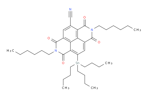 2,7-dihexyl-1,3,6,8-tetraoxo-9-(tributylstannyl)-1,2,3,6,7,8-hexahydrobenzo[lmn][3,8]phenanthroline-4-carbonitrile