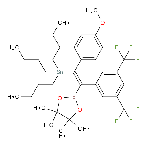 (E)-(2-(3,5-bis(trifluoromethyl)phenyl)-1-(4-methoxyphenyl)-2-(4,4,5,5-tetramethyl-1,3,2-dioxaborolan-2-yl)vinyl)tributylstannane