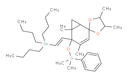 (E)-dimethyl(phenyl)((4,4',5',6-tetramethyl-5-(2-(tributylstannyl)vinyl)spiro[bicyclo[4.1.0]hept[3]ene-2,2'-[1,3]dioxolan]-5-yl)oxy)silane