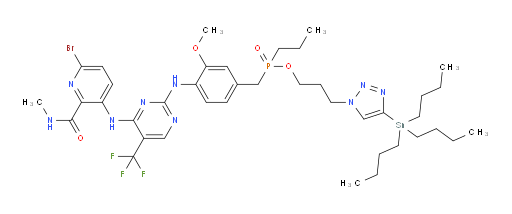 3-(4-(tributylstannyl)-1H-1,2,3-triazol-1-yl)propyl 4-((4-((6-bromo-2-(methylcarbamoyl)pyridin-3-yl)amino)-5-(trifluoromethyl)pyrimidin-2-yl)amino)-3-methoxybenzyl(propyl)phosphinate