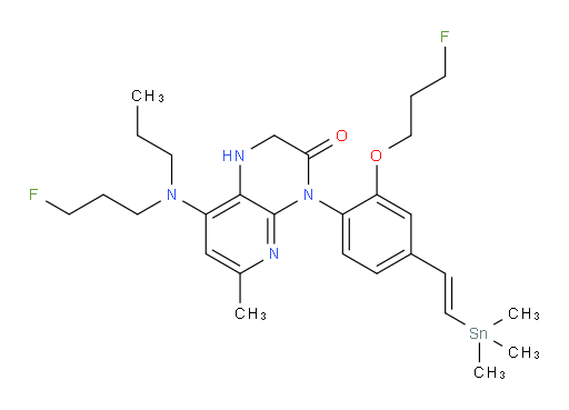 (E)-4-(2-(3-fluoropropoxy)-4-(2-(trimethylstannyl)vinyl)phenyl)-8-((3-fluoropropyl)(propyl)amino)-6-methyl-1,2-dihydropyrido[2,3-b]pyrazin-3(4H)-one