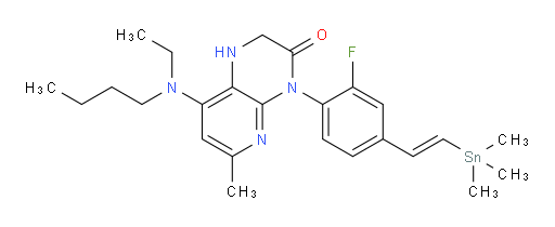(E)-8-(butyl(ethyl)amino)-4-(2-fluoro-4-(2-(trimethylstannyl)vinyl)phenyl)-6-methyl-1,2-dihydropyrido[2,3-b]pyrazin-3(4H)-one