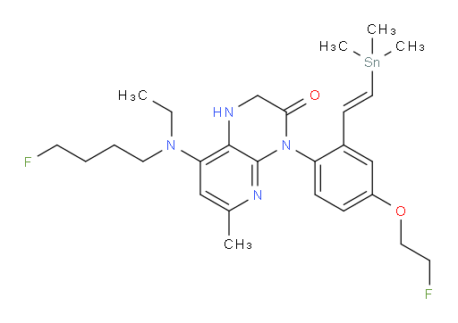 (E)-8-(ethyl(4-fluorobutyl)amino)-4-(4-(2-fluoroethoxy)-2-(2-(trimethylstannyl)vinyl)phenyl)-6-methyl-1,2-dihydropyrido[2,3-b]pyrazin-3(4H)-one