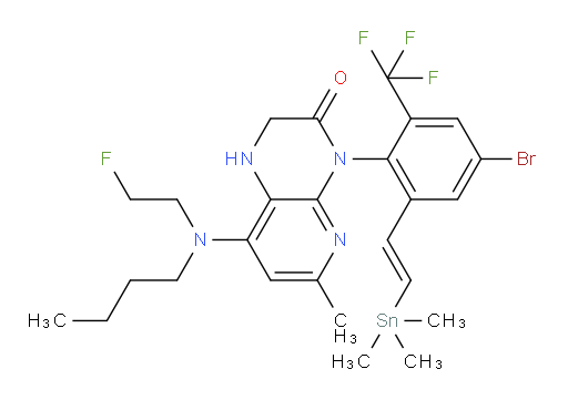 (E)-4-(4-bromo-2-(trifluoromethyl)-6-(2-(trimethylstannyl)vinyl)phenyl)-8-(butyl(2-fluoroethyl)amino)-6-methyl-1,2-dihydropyrido[2,3-b]pyrazin-3(4H)-one