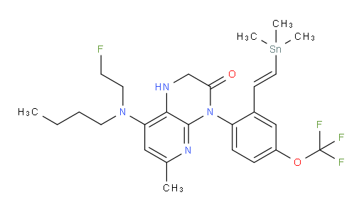 (E)-8-(butyl(2-fluoroethyl)amino)-6-methyl-4-(4-(trifluoromethoxy)-2-(2-(trimethylstannyl)vinyl)phenyl)-1,2-dihydropyrido[2,3-b]pyrazin-3(4H)-one
