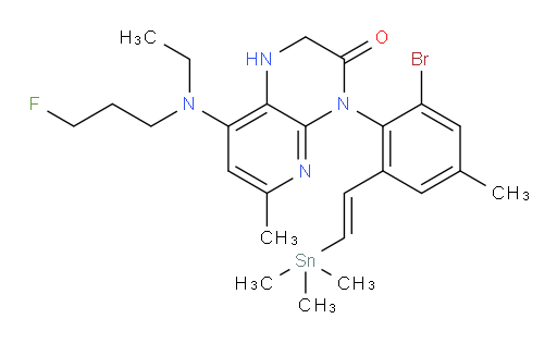 (E)-4-(2-bromo-4-methyl-6-(2-(trimethylstannyl)vinyl)phenyl)-8-(ethyl(3-fluoropropyl)amino)-6-methyl-1,2-dihydropyrido[2,3-b]pyrazin-3(4H)-one
