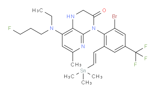 (E)-4-(2-bromo-4-(trifluoromethyl)-6-(2-(trimethylstannyl)vinyl)phenyl)-8-(ethyl(3-fluoropropyl)amino)-6-methyl-1,2-dihydropyrido[2,3-b]pyrazin-3(4H)-one