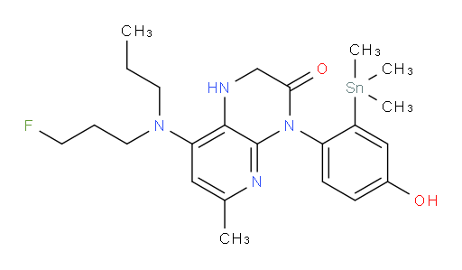 8-((3-fluoropropyl)(propyl)amino)-4-(4-hydroxy-2-(trimethylstannyl)phenyl)-6-methyl-1,2-dihydropyrido[2,3-b]pyrazin-3(4H)-one