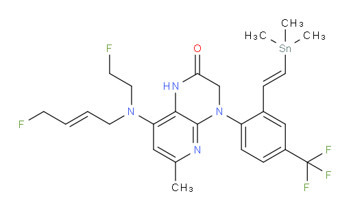 8-(((E)-4-fluorobut-2-en-1-yl)(2-fluoroethyl)amino)-6-methyl-4-(4-(trifluoromethyl)-2-((E)-2-(trimethylstannyl)vinyl)phenyl)-3,4-dihydropyrido[2,3-b]pyrazin-2(1H)-one