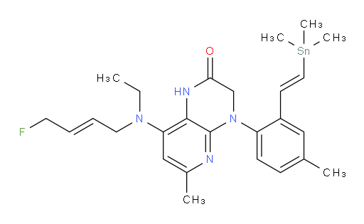8-(ethyl((E)-4-fluorobut-2-en-1-yl)amino)-6-methyl-4-(4-methyl-2-((E)-2-(trimethylstannyl)vinyl)phenyl)-3,4-dihydropyrido[2,3-b]pyrazin-2(1H)-one