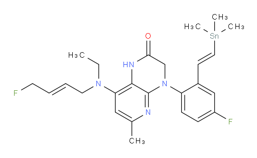 8-(ethyl((E)-4-fluorobut-2-en-1-yl)amino)-4-(4-fluoro-2-((E)-2-(trimethylstannyl)vinyl)phenyl)-6-methyl-3,4-dihydropyrido[2,3-b]pyrazin-2(1H)-one
