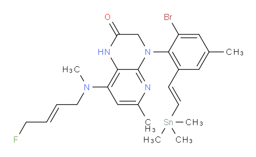 4-(2-bromo-4-methyl-6-((E)-2-(trimethylstannyl)vinyl)phenyl)-8-(((E)-4-fluorobut-2-en-1-yl)(methyl)amino)-6-methyl-3,4-dihydropyrido[2,3-b]pyrazin-2(1H)-one