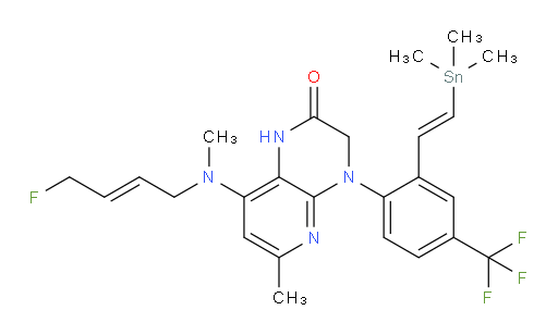 8-(((E)-4-fluorobut-2-en-1-yl)(methyl)amino)-6-methyl-4-(4-(trifluoromethyl)-2-((E)-2-(trimethylstannyl)vinyl)phenyl)-3,4-dihydropyrido[2,3-b]pyrazin-2(1H)-one