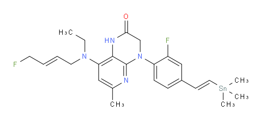 8-(ethyl((E)-4-fluorobut-2-en-1-yl)amino)-4-(2-fluoro-4-((E)-2-(trimethylstannyl)vinyl)phenyl)-6-methyl-3,4-dihydropyrido[2,3-b]pyrazin-2(1H)-one