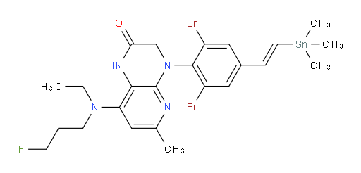 (E)-4-(2,6-dibromo-4-(2-(trimethylstannyl)vinyl)phenyl)-8-(ethyl(3-fluoropropyl)amino)-6-methyl-3,4-dihydropyrido[2,3-b]pyrazin-2(1H)-one