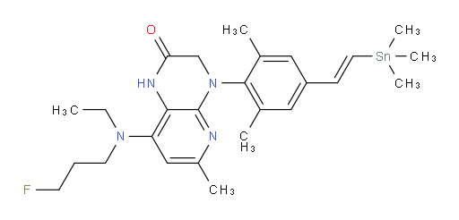(E)-4-(2,6-dimethyl-4-(2-(trimethylstannyl)vinyl)phenyl)-8-(ethyl(3-fluoropropyl)amino)-6-methyl-3,4-dihydropyrido[2,3-b]pyrazin-2(1H)-one