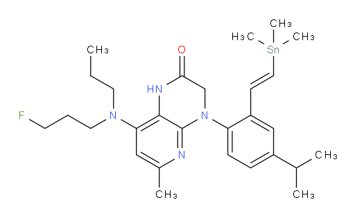 (E)-8-((3-fluoropropyl)(propyl)amino)-4-(4-isopropyl-2-(2-(trimethylstannyl)vinyl)phenyl)-6-methyl-3,4-dihydropyrido[2,3-b]pyrazin-2(1H)-one