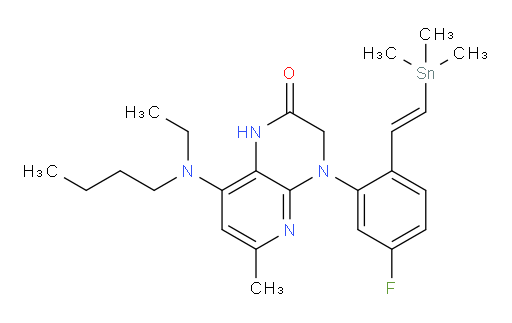 (E)-8-(butyl(ethyl)amino)-4-(5-fluoro-2-(2-(trimethylstannyl)vinyl)phenyl)-6-methyl-3,4-dihydropyrido[2,3-b]pyrazin-2(1H)-one