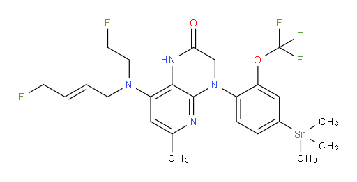 (E)-8-((4-fluorobut-2-en-1-yl)(2-fluoroethyl)amino)-6-methyl-4-(2-(trifluoromethoxy)-4-(trimethylstannyl)phenyl)-3,4-dihydropyrido[2,3-b]pyrazin-2(1H)-one