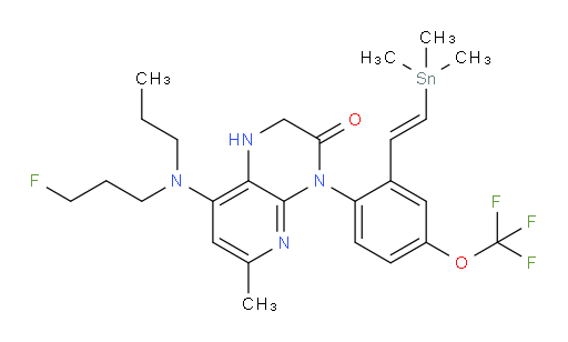 (E)-8-((3-fluoropropyl)(propyl)amino)-6-methyl-4-(4-(trifluoromethoxy)-2-(2-(trimethylstannyl)vinyl)phenyl)-1,2-dihydropyrido[2,3-b]pyrazin-3(4H)-one