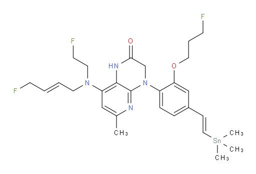 8-(((E)-4-fluorobut-2-en-1-yl)(2-fluoroethyl)amino)-4-(2-(3-fluoropropoxy)-4-((E)-2-(trimethylstannyl)vinyl)phenyl)-6-methyl-3,4-dihydropyrido[2,3-b]pyrazin-2(1H)-one