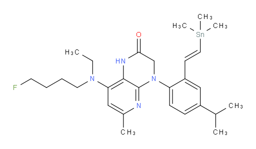(E)-8-(ethyl(4-fluorobutyl)amino)-4-(4-isopropyl-2-(2-(trimethylstannyl)vinyl)phenyl)-6-methyl-3,4-dihydropyrido[2,3-b]pyrazin-2(1H)-one