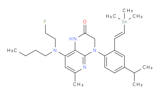 (E)-8-(butyl(2-fluoroethyl)amino)-4-(4-isopropyl-2-(2-(trimethylstannyl)vinyl)phenyl)-6-methyl-3,4-dihydropyrido[2,3-b]pyrazin-2(1H)-one