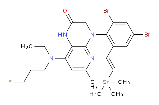 (E)-4-(2,4-dibromo-6-(2-(trimethylstannyl)vinyl)phenyl)-8-(ethyl(3-fluoropropyl)amino)-6-methyl-3,4-dihydropyrido[2,3-b]pyrazin-2(1H)-one