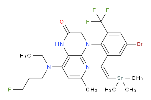 (Z)-4-(4-bromo-2-(trifluoromethyl)-6-(2-(trimethylstannyl)vinyl)phenyl)-8-(ethyl(3-fluoropropyl)amino)-6-methyl-3,4-dihydropyrido[2,3-b]pyrazin-2(1H)-one