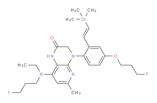 (E)-8-(ethyl(3-fluoropropyl)amino)-4-(4-(3-fluoropropoxy)-2-(2-(trimethylstannyl)vinyl)phenyl)-6-methyl-3,4-dihydropyrido[2,3-b]pyrazin-2(1H)-one