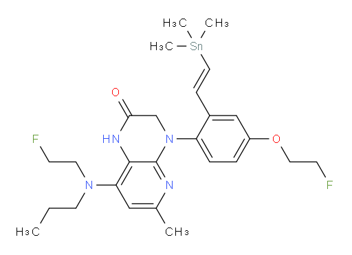 (E)-4-(4-(2-fluoroethoxy)-2-(2-(trimethylstannyl)vinyl)phenyl)-8-((2-fluoroethyl)(propyl)amino)-6-methyl-3,4-dihydropyrido[2,3-b]pyrazin-2(1H)-one