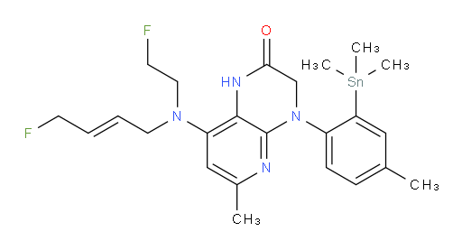 (E)-8-((4-fluorobut-2-en-1-yl)(2-fluoroethyl)amino)-6-methyl-4-(4-methyl-2-(trimethylstannyl)phenyl)-3,4-dihydropyrido[2,3-b]pyrazin-2(1H)-one
