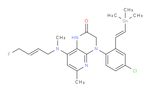 4-(4-chloro-2-((E)-2-(trimethylstannyl)vinyl)phenyl)-8-(((E)-4-fluorobut-2-en-1-yl)(methyl)amino)-6-methyl-3,4-dihydropyrido[2,3-b]pyrazin-2(1H)-one