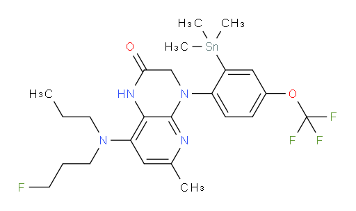 8-((3-fluoropropyl)(propyl)amino)-6-methyl-4-(4-(trifluoromethoxy)-2-(trimethylstannyl)phenyl)-3,4-dihydropyrido[2,3-b]pyrazin-2(1H)-one