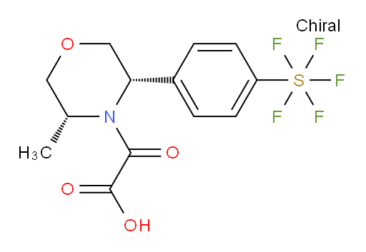 2-((3S,5R)-3-(4-(pentafluoromercapto)phenyl)-5-methylmorpholino)-2-oxoacetic acid