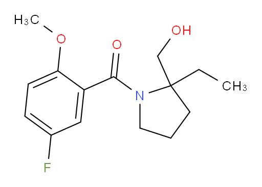 (2-ethyl-2-(hydroxymethyl)pyrrolidin-1-yl)(5-fluoro-2-methoxyphenyl)methanone