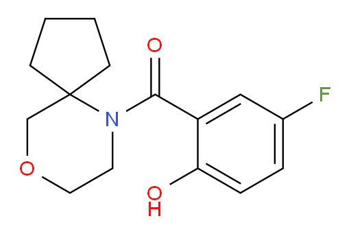 (5-fluoro-2-hydroxyphenyl)(9-oxa-6-azaspiro[4.5]decan-6-yl)methanone