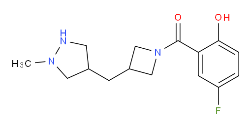 (5-fluoro-2-hydroxyphenyl)(3-((1-methylpyrazolidin-4-yl)methyl)azetidin-1-yl)methanone